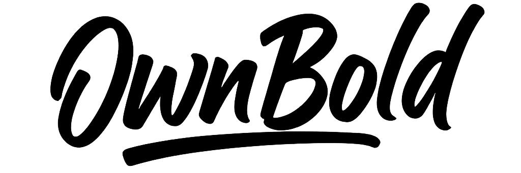 Black 'Own Bold' logo on a white background